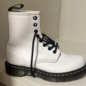 White Leather Lace-Up Boots